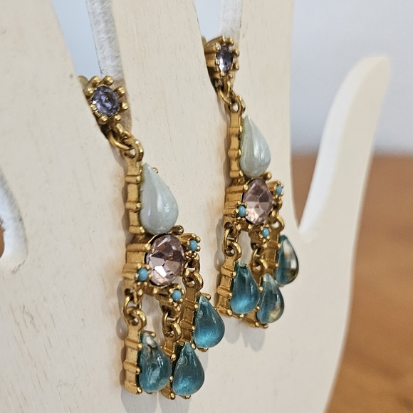 NWT'S - COWGIRL CONFETTI -  Lilac and Teal Jeweltone Drop Stud Earrings - Picture 4 of 7